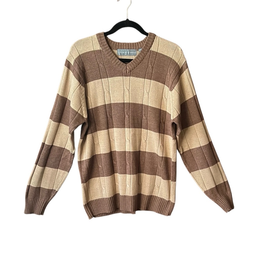 Oscar de le Renta V Neck Striped men’s  Sweater. Size M